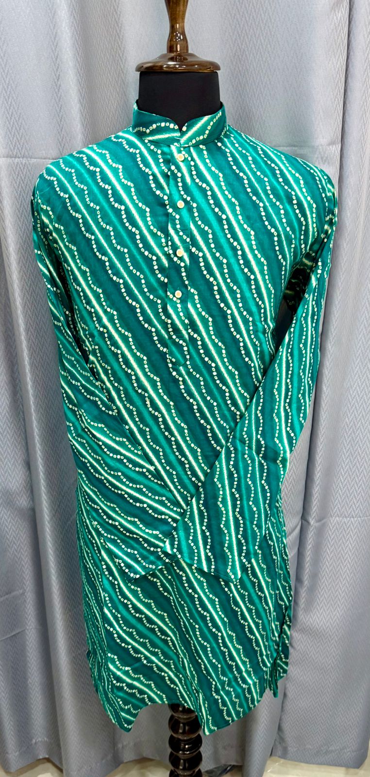 Green Lehriya kurta for mens