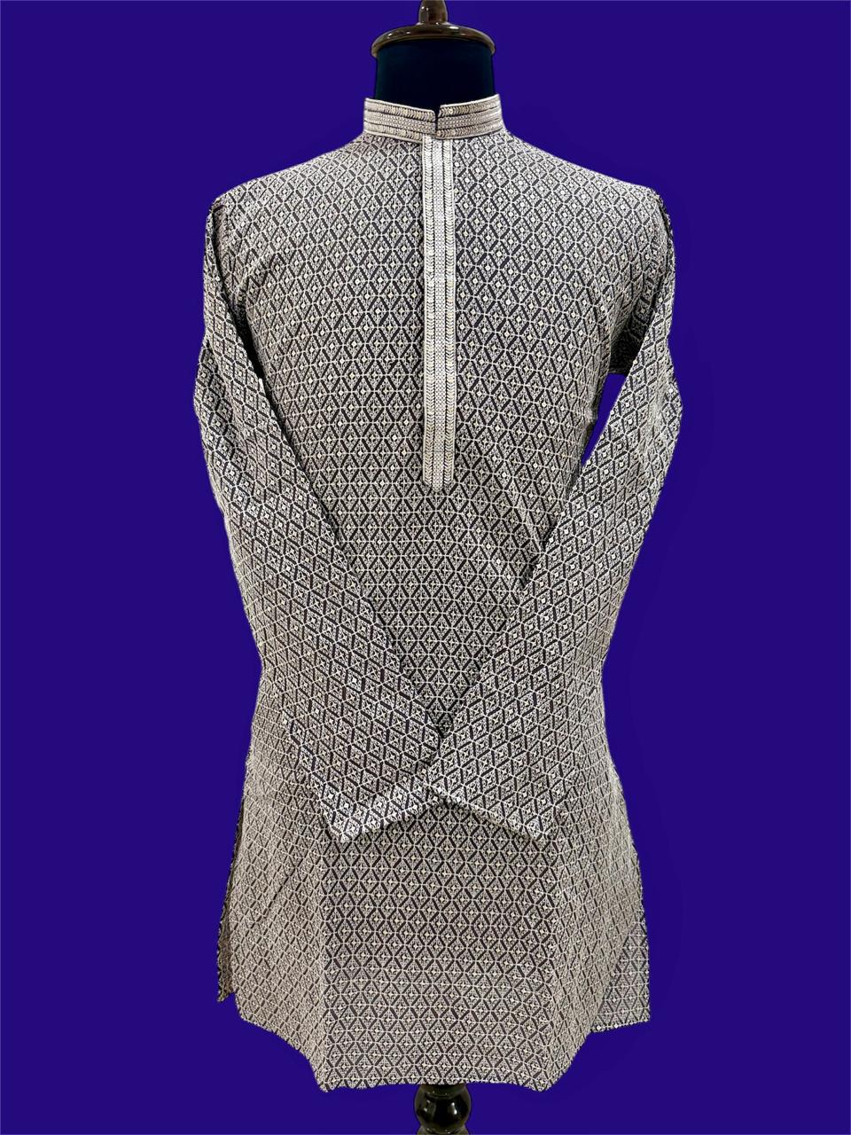 Gold Sequenced Embroidered Teal Blue Kurta