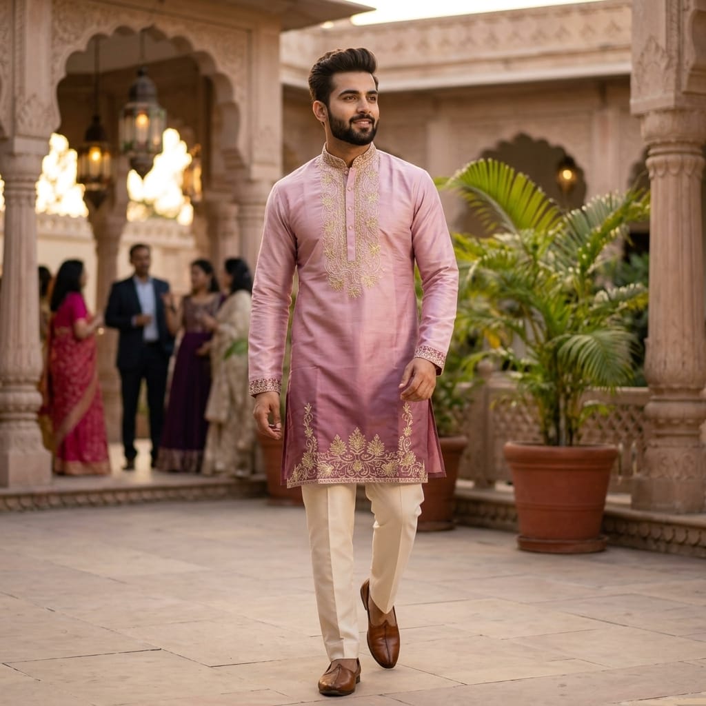 Blush Ombre Zari Embroidered Kurta Set