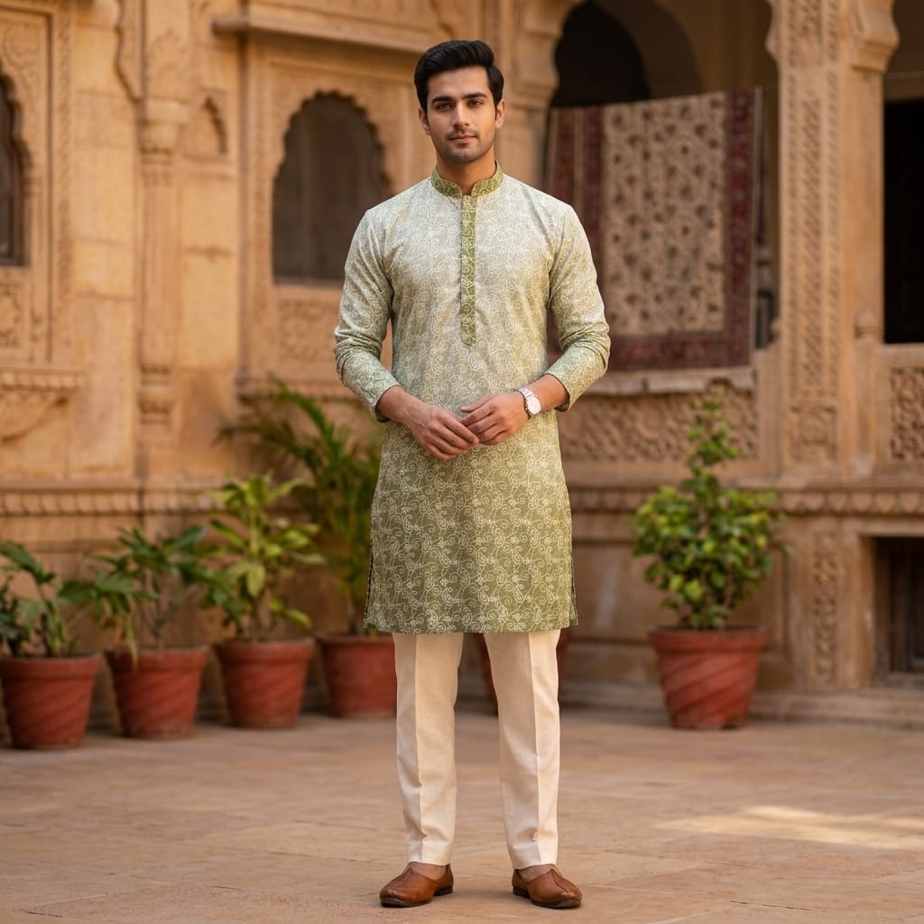 Ombrey Bandhni Sequence Kurta