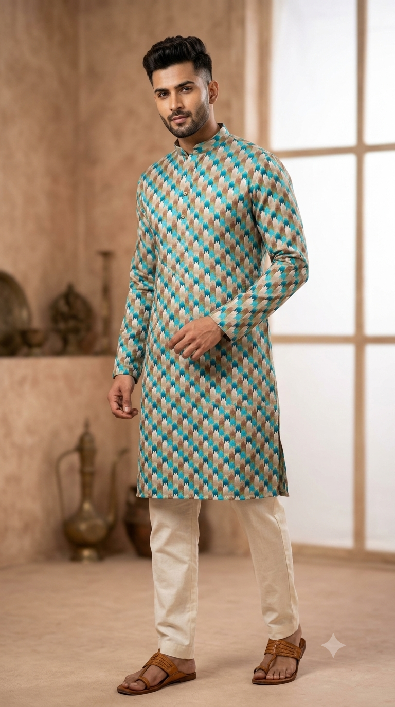 Silk weaved Kurta Set
