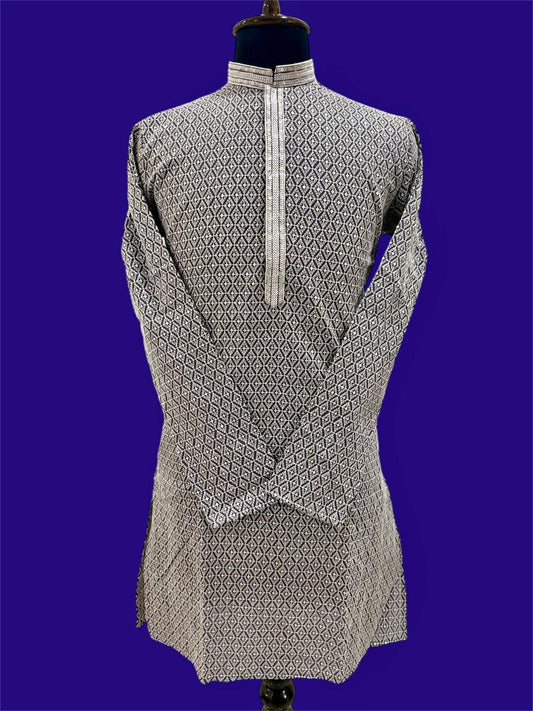 Gold Sequenced Embroidered Teal Blue Kurta