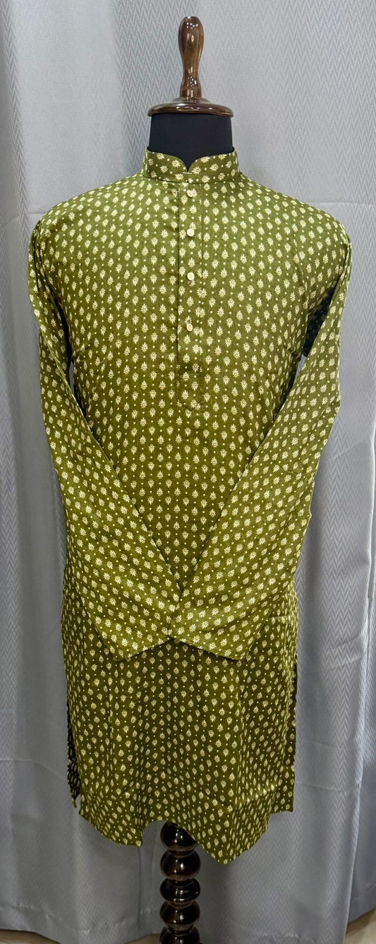 Forest Green Butti Printed Kurta