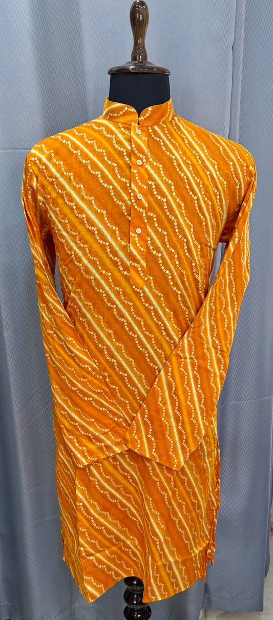Lehriya Bandhani Cotton Kurta