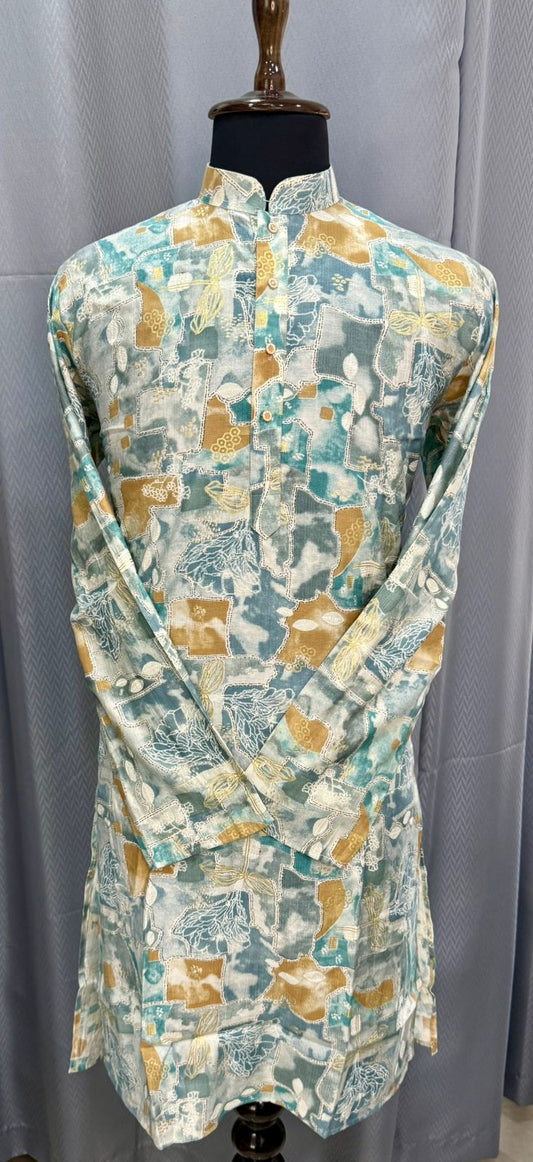 Linen Slub Printed Kurta