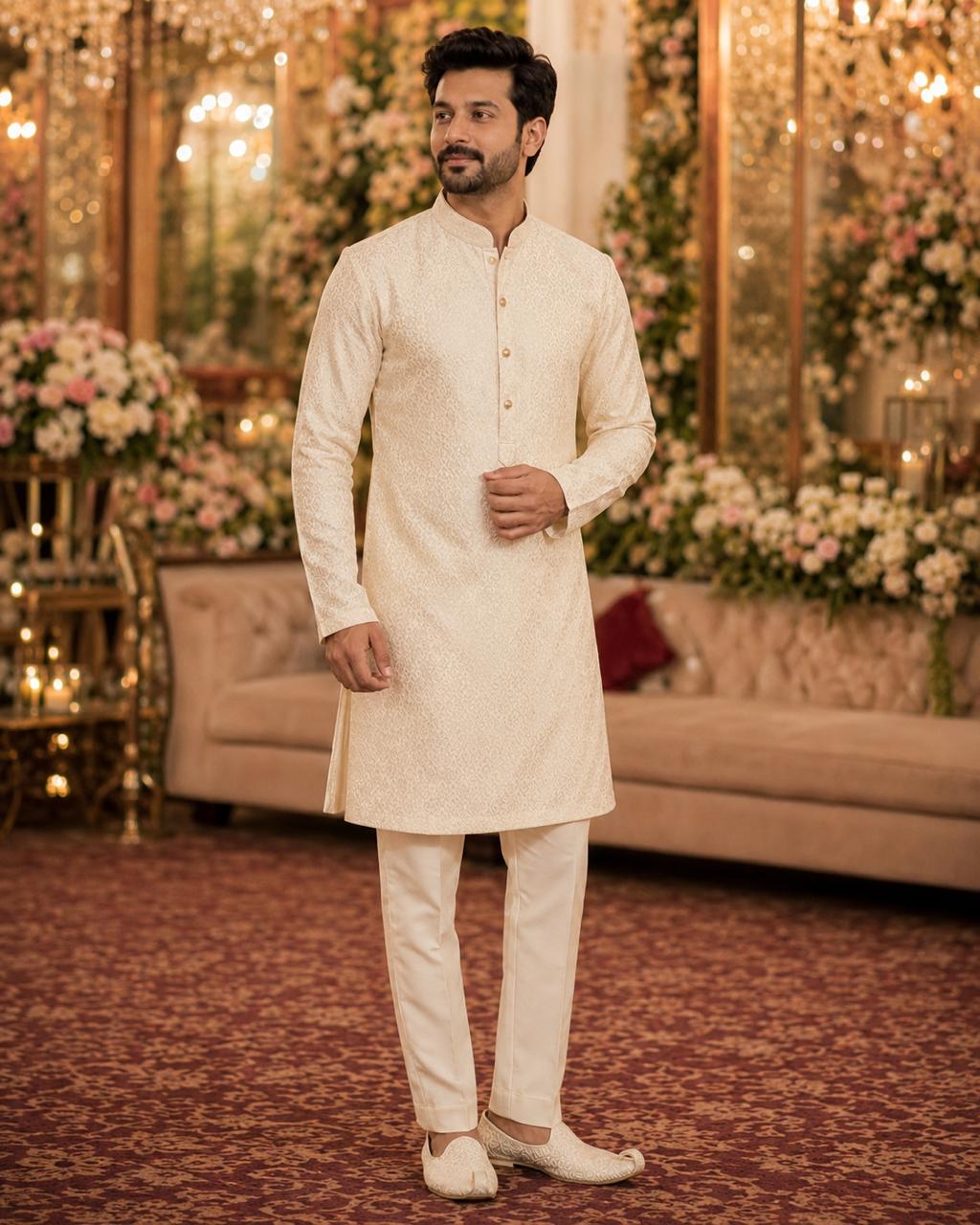 Beigefarbenes Kurta-Set
