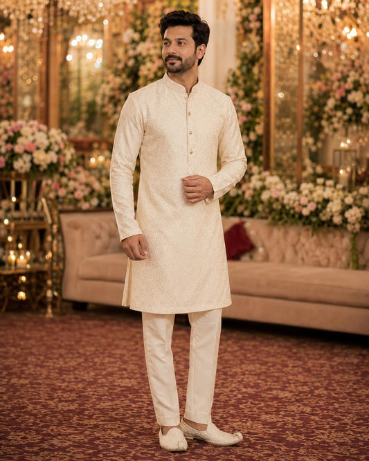 Beigefarbenes Kurta-Set