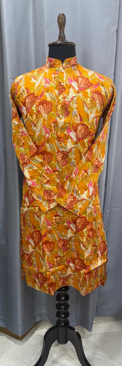 Bright Orangish Yellow Kurta