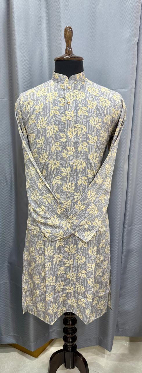 Grey Floral Kurta