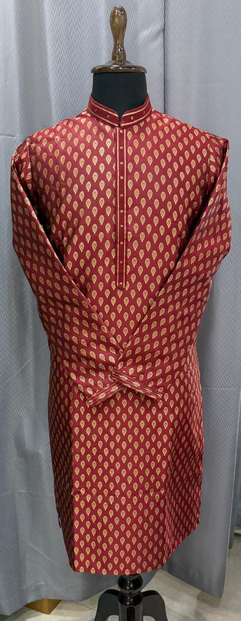 Maroon Banarasi Silk Kurta Set