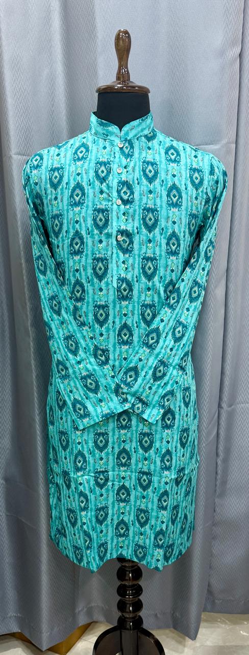 Ocean Blue Patola Kurta