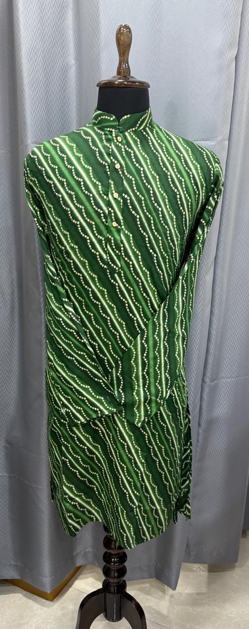 Forest Green Lehriya Kurta