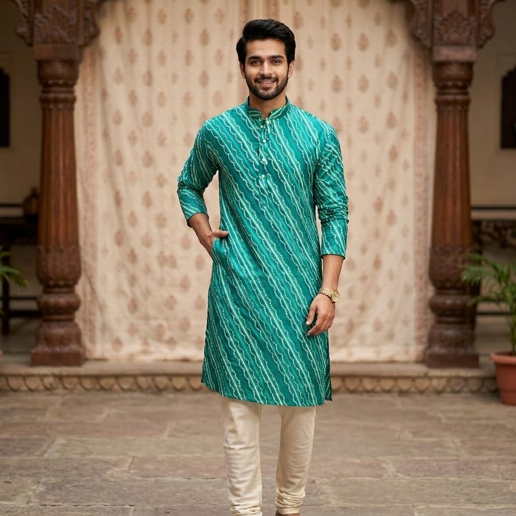 Leheriya Printed Cotton Kurta