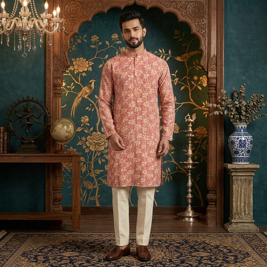 Pink Floral Printed Kurta