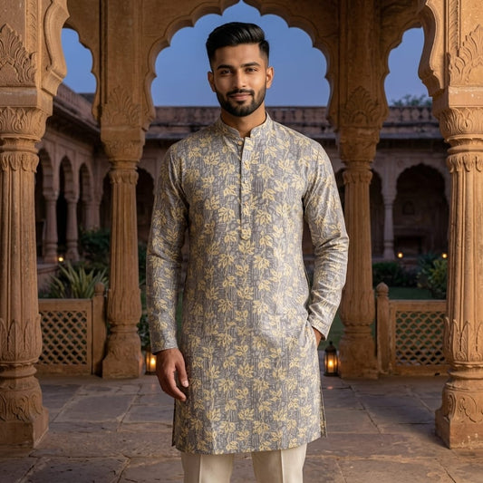 Floral Foil Print Kurta