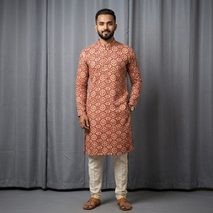 Baby Pink Cotton Men's Kurta