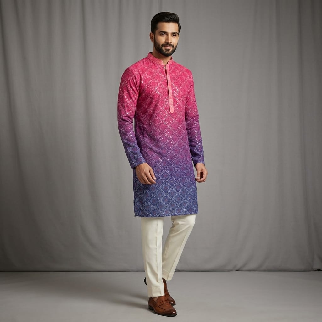 Zweifarbige Designer-Kurta