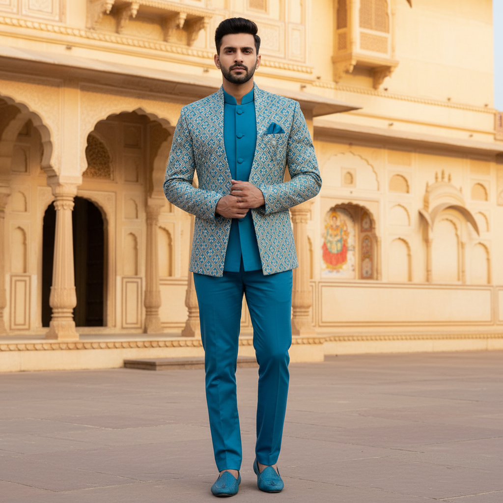 Precious Blue Jodhpuri Suit